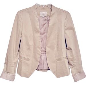 NWOT LOFT Size 6 Light Tan Lined Long Sleeve Blazer Welt Pockets Cotton-Spandex